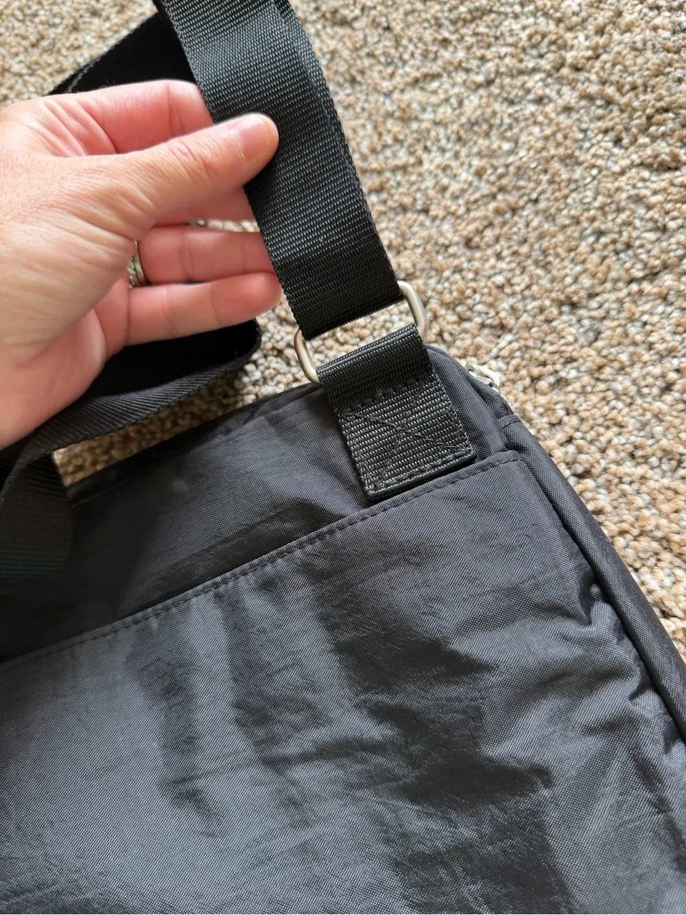 BAGGALLINI Black & Silver Nylon Zippered Crossbody Shoulder Bag